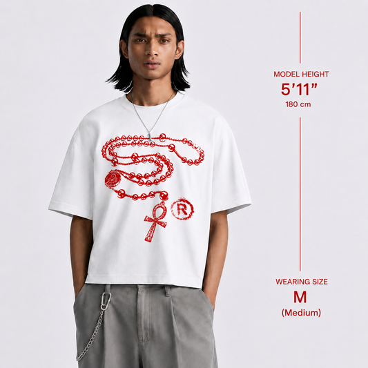 Ankh Chain Boxy Crop Tee — Red