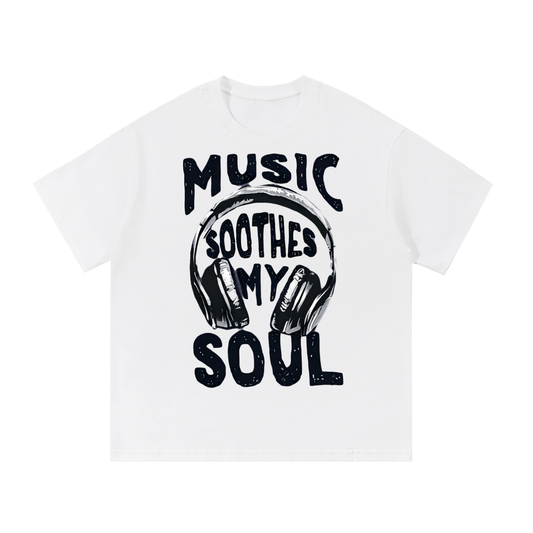 MusicSoothesMySoul,MusicTee,GraphicTee,WhiteGraphicTee,HeadphoneTee,MusicLover,Streetwear