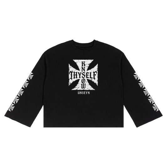knowthyself,spiritualclothing,spiritualshirt,graphiclongsleeve,distressedshirt,vintagespiritual