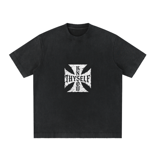 knowthyself,heavyweighttshirt,vintagetshirt,vintagewashed,distressedtee,graphictee,spiritualclothing